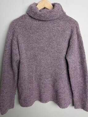 Eileen Fisher Purple Merino Wool Cashmere Boucle Sweater Size Small 92WC Women’s